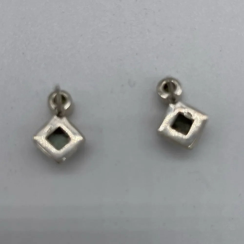925 Sterling Silver with Peridot & Composite Green Turquoise Earrings